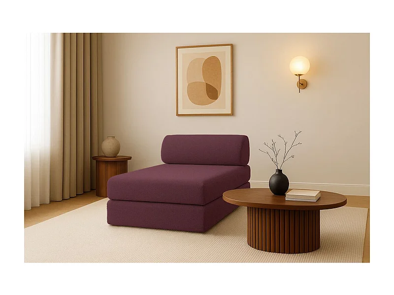 Méridienne modulable et convertible - Tissu lisse - Rouge