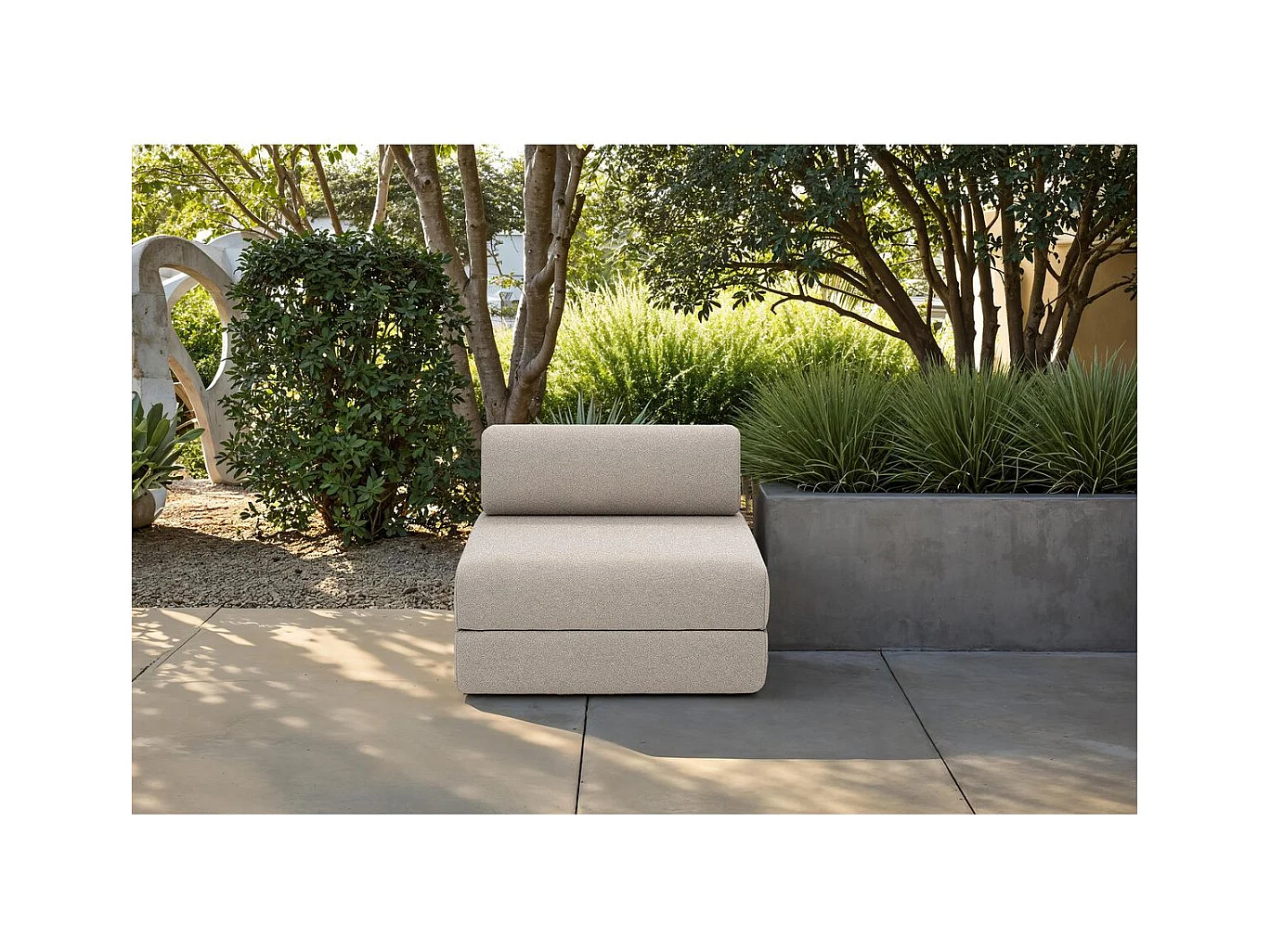 Fauteuil de jardin modulable et convertible - Tissu imperméable - Beige clair
