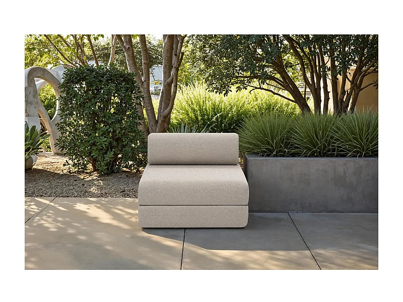 Fauteuil de jardin modulable et convertible - Tissu imperméable - Beige clair