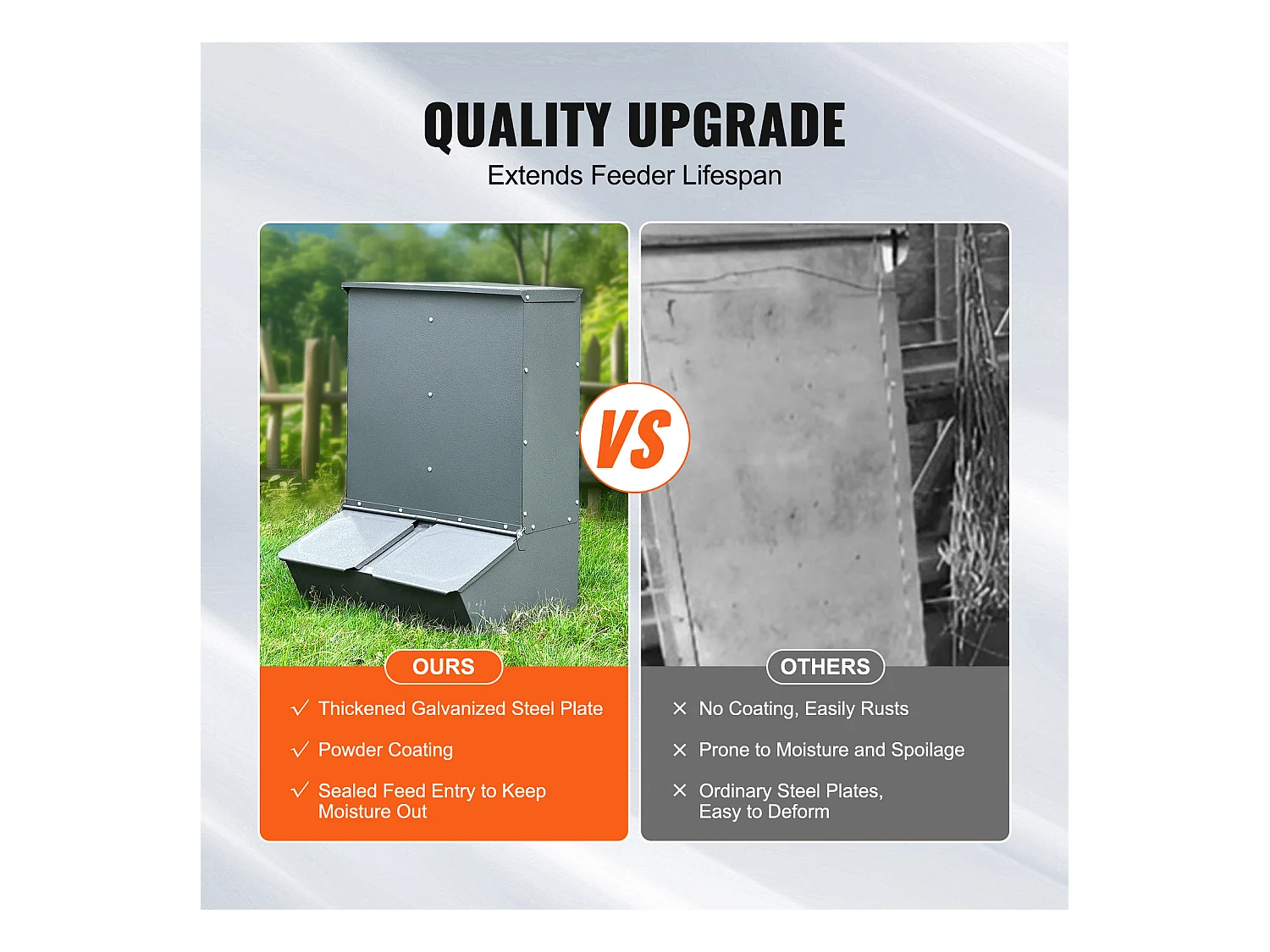 Comedouro para Porcos SucceBuy, 130 L, Porta Dupla de Metal Capaz de Acolher Até 8 Porcos