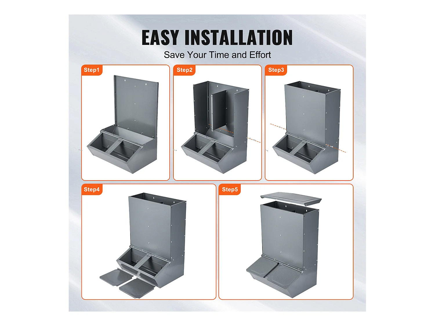 Comedouro para Porcos SucceBuy, 130 L, Porta Dupla de Metal Capaz de Acolher Até 8 Porcos