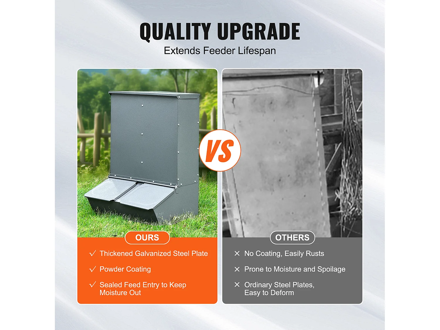 Mangeoire à Porcs SucceBuy, 130 L, Double Porte en Métal Pouvant Accueillir Jusqu'à 8 Porcs