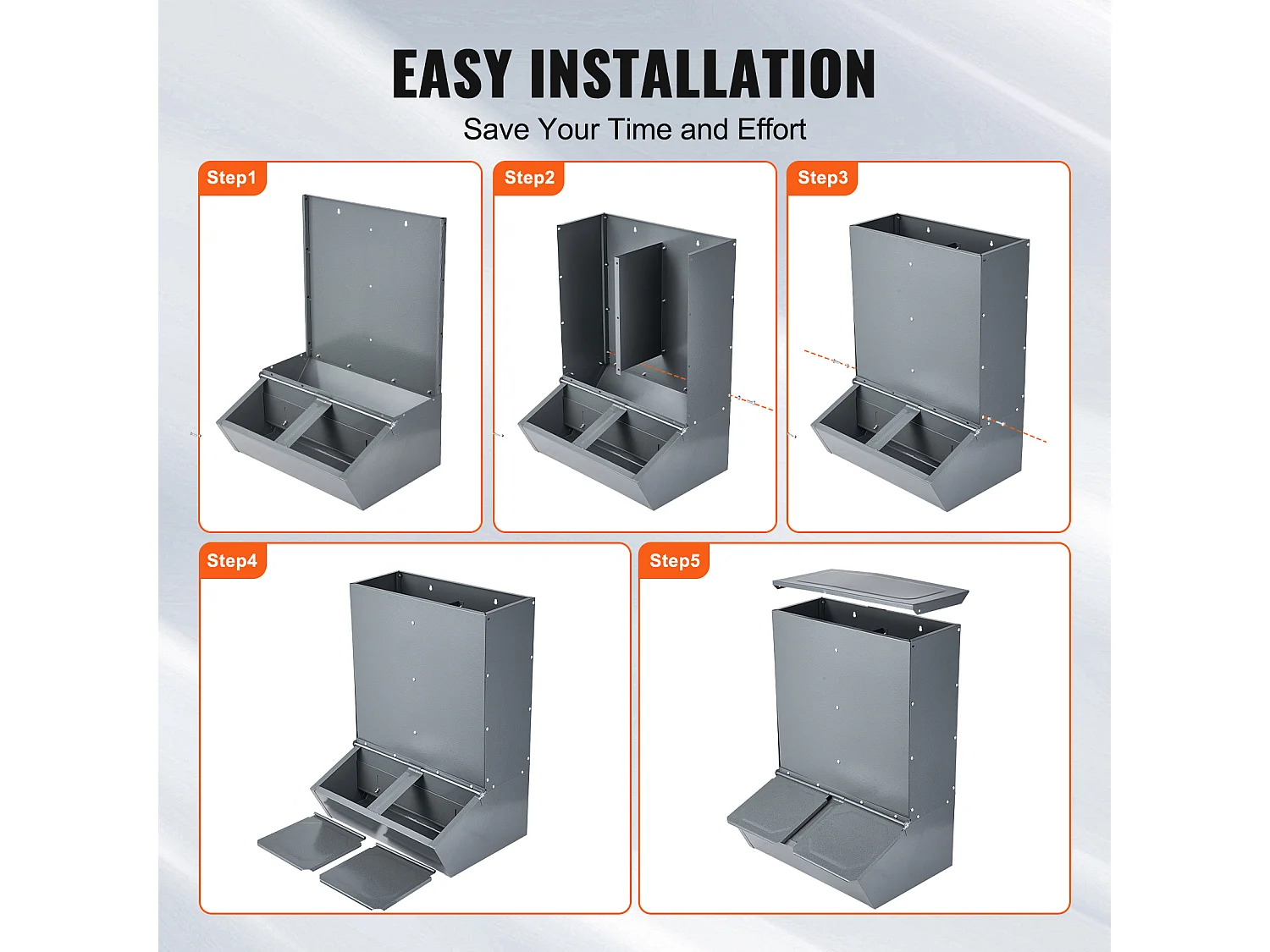 Mangeoire à Porcs SucceBuy, 130 L, Double Porte en Métal Pouvant Accueillir Jusqu'à 8 Porcs