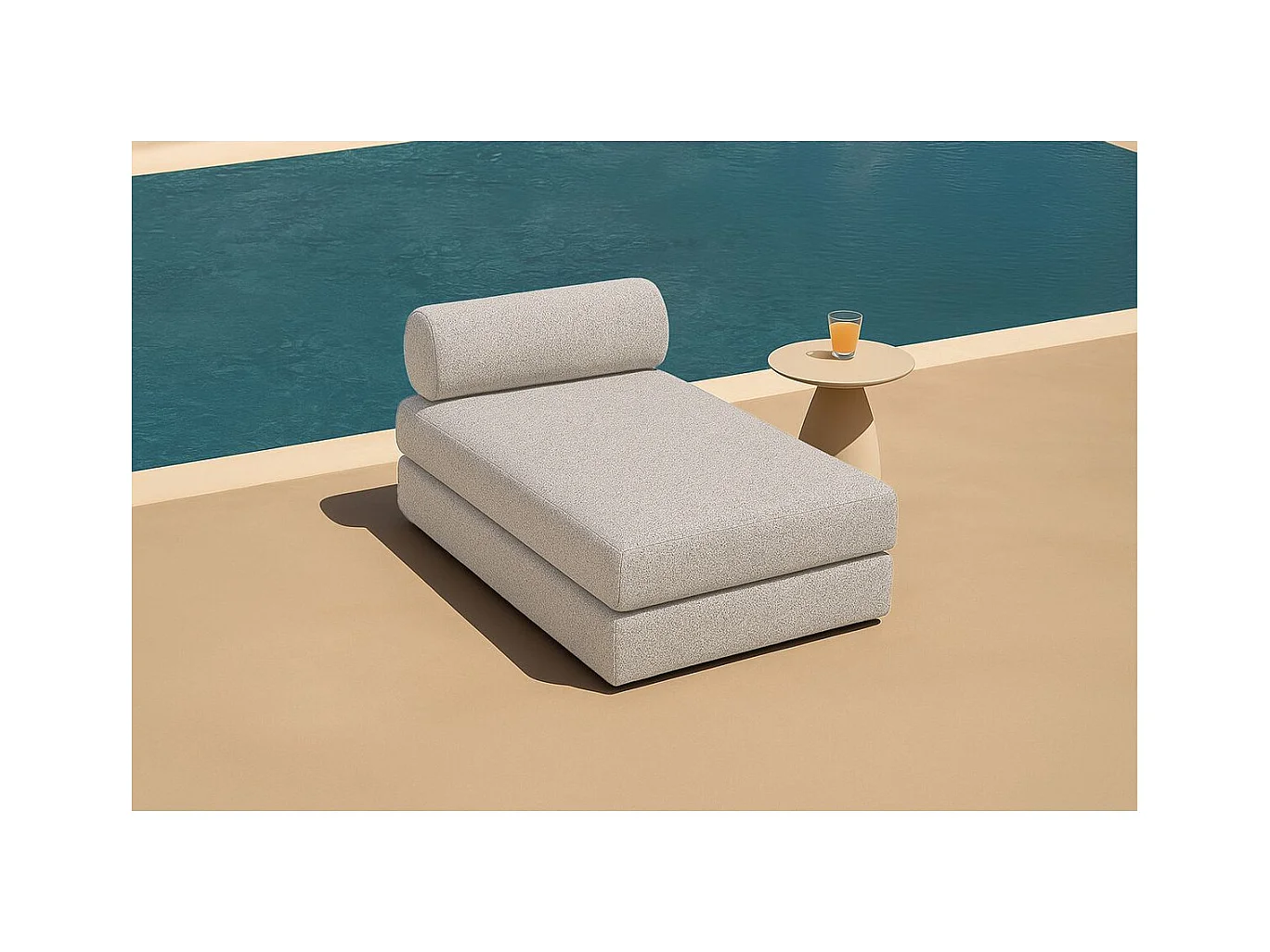 Méridienne de jardin modulable et convertible - Tissu imperméable - Beige clair