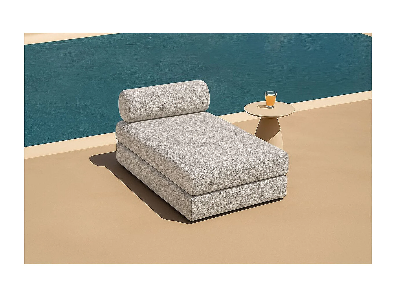 Méridienne de jardin modulable et convertible - Tissu imperméable - Beige clair