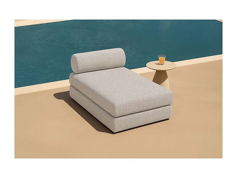 Méridienne de jardin modulable et convertible - Tissu imperméable - Beige clair