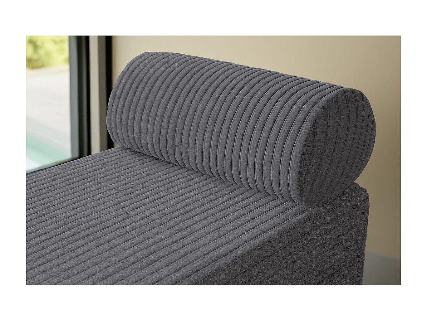 Méridienne modulable et convertible - Velours côtelé XL - Gris