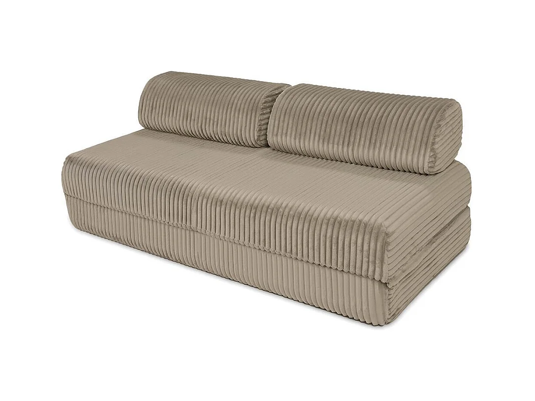 Canapé droit modulable et convertible 3 places - Velours côtelé XL - Taupe