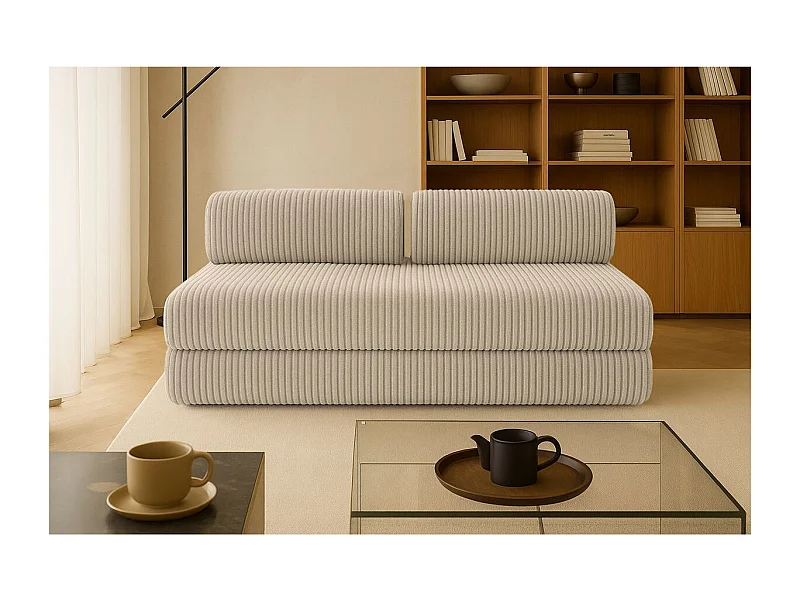 Canapé droit modulable et convertible 3 places - Velours côtelé XL - Taupe