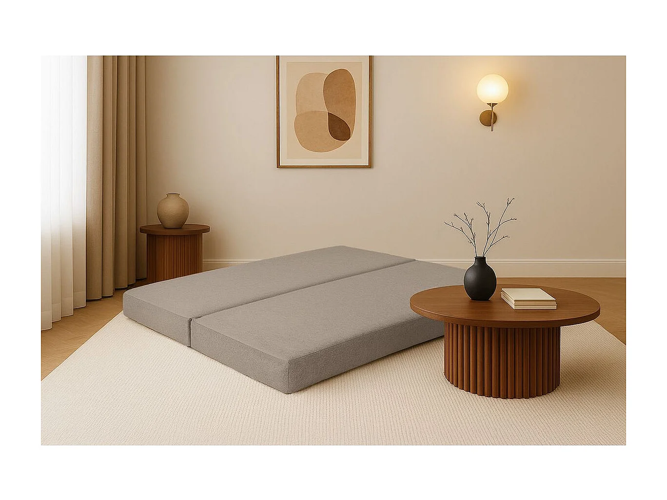 Méridienne modulable et convertible - Tissu lisse - Taupe