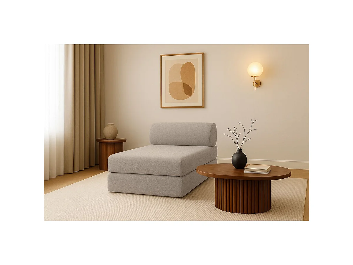 Méridienne modulable et convertible - Tissu lisse - Taupe