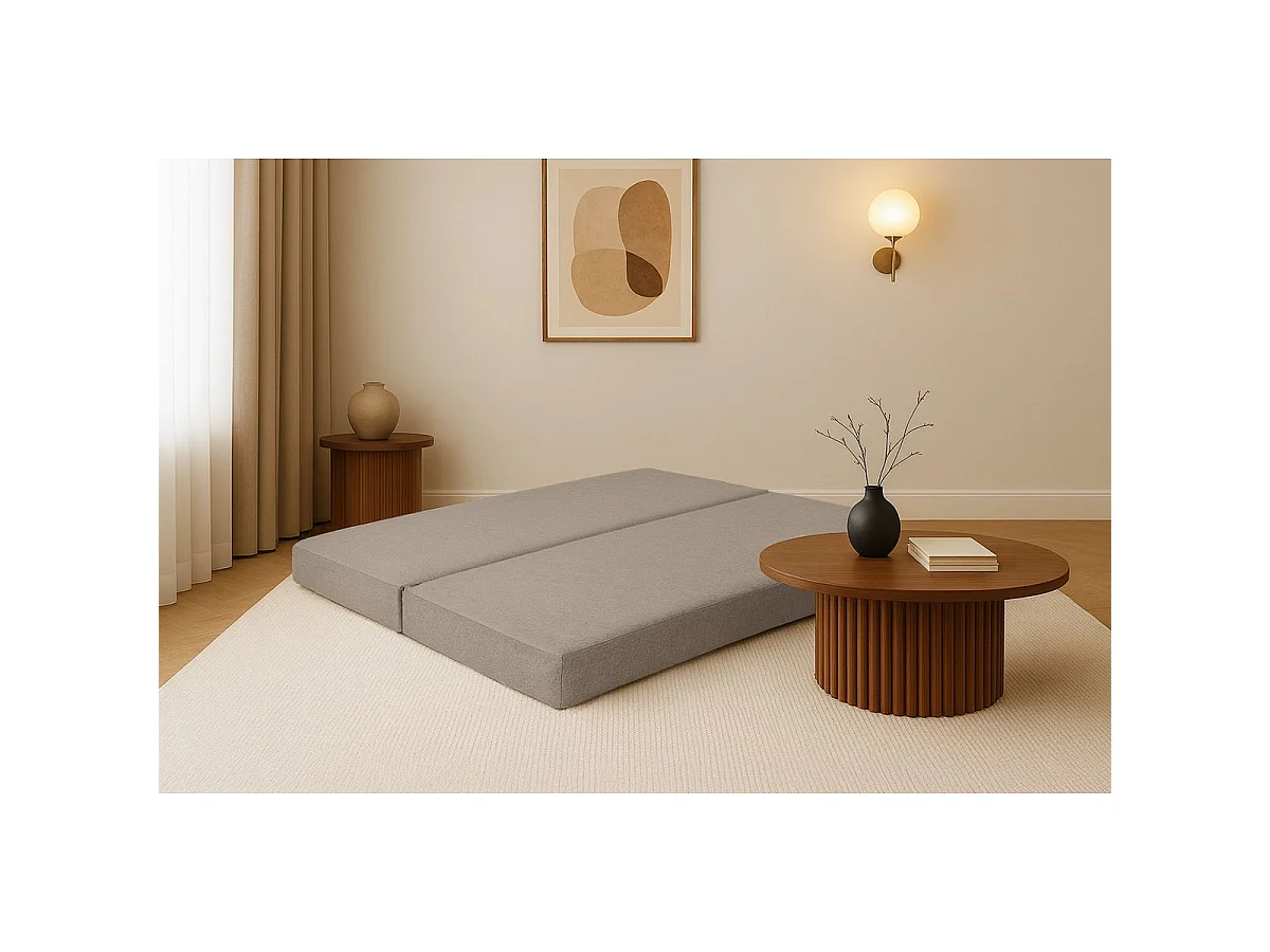 Méridienne modulable et convertible - Tissu lisse - Taupe