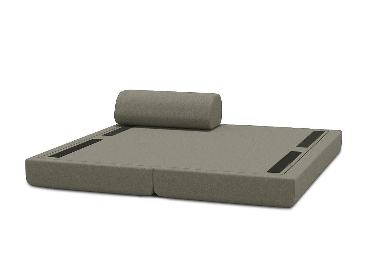 Méridienne modulable et convertible - Tissu lisse - Taupe