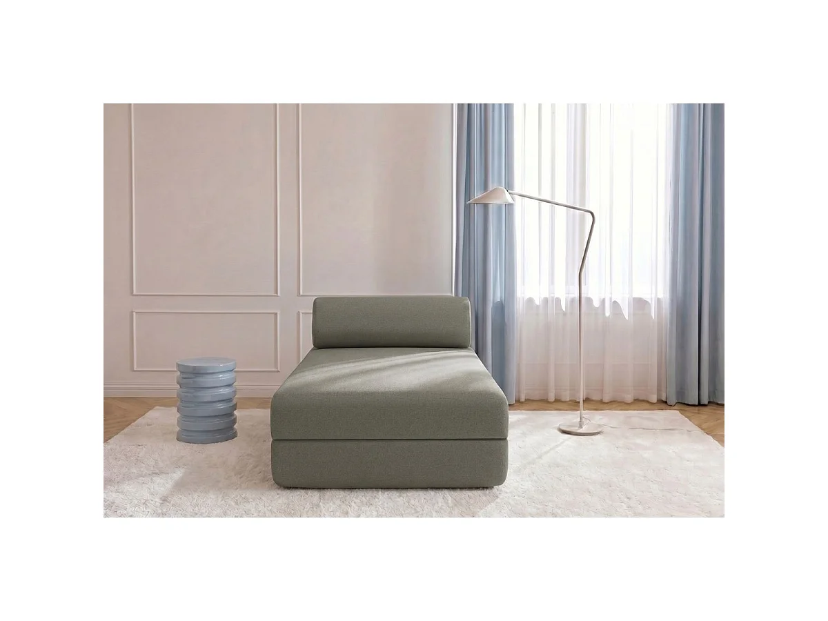 Chaise longue convertible en tejido liso color topo.