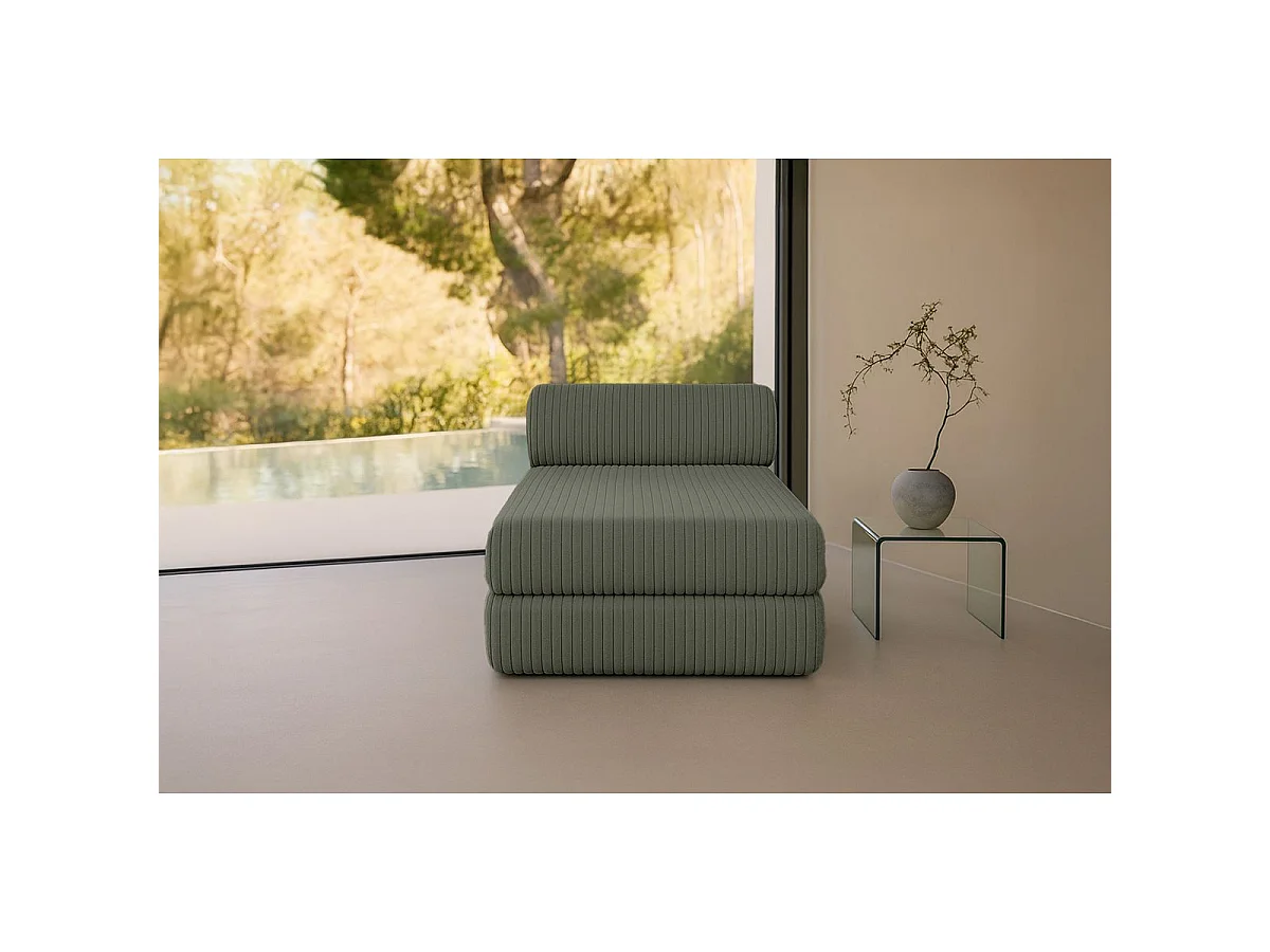 Méridienne modulable et convertible - Velours côtelé XL - Vert
