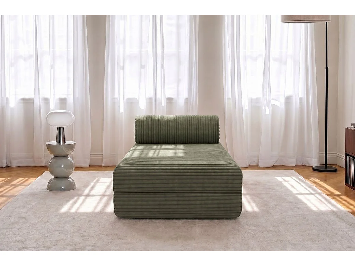 Méridienne modulable et convertible - Velours côtelé XL - Vert