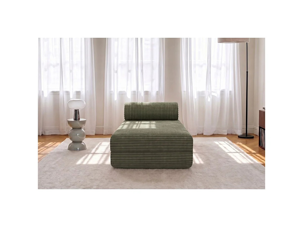 Méridienne modulable et convertible - Velours côtelé XL - Vert