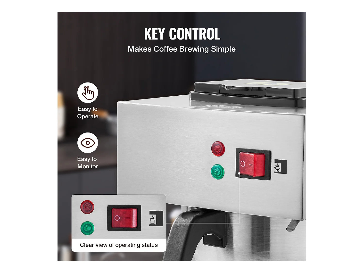 Cafetière à Filtre SucceBuy Commerciale 12 Tasses avec 3 Carafes et 3 Réchauds, Prise d'Eau Automatique pour Restaurant, Bureau, Café