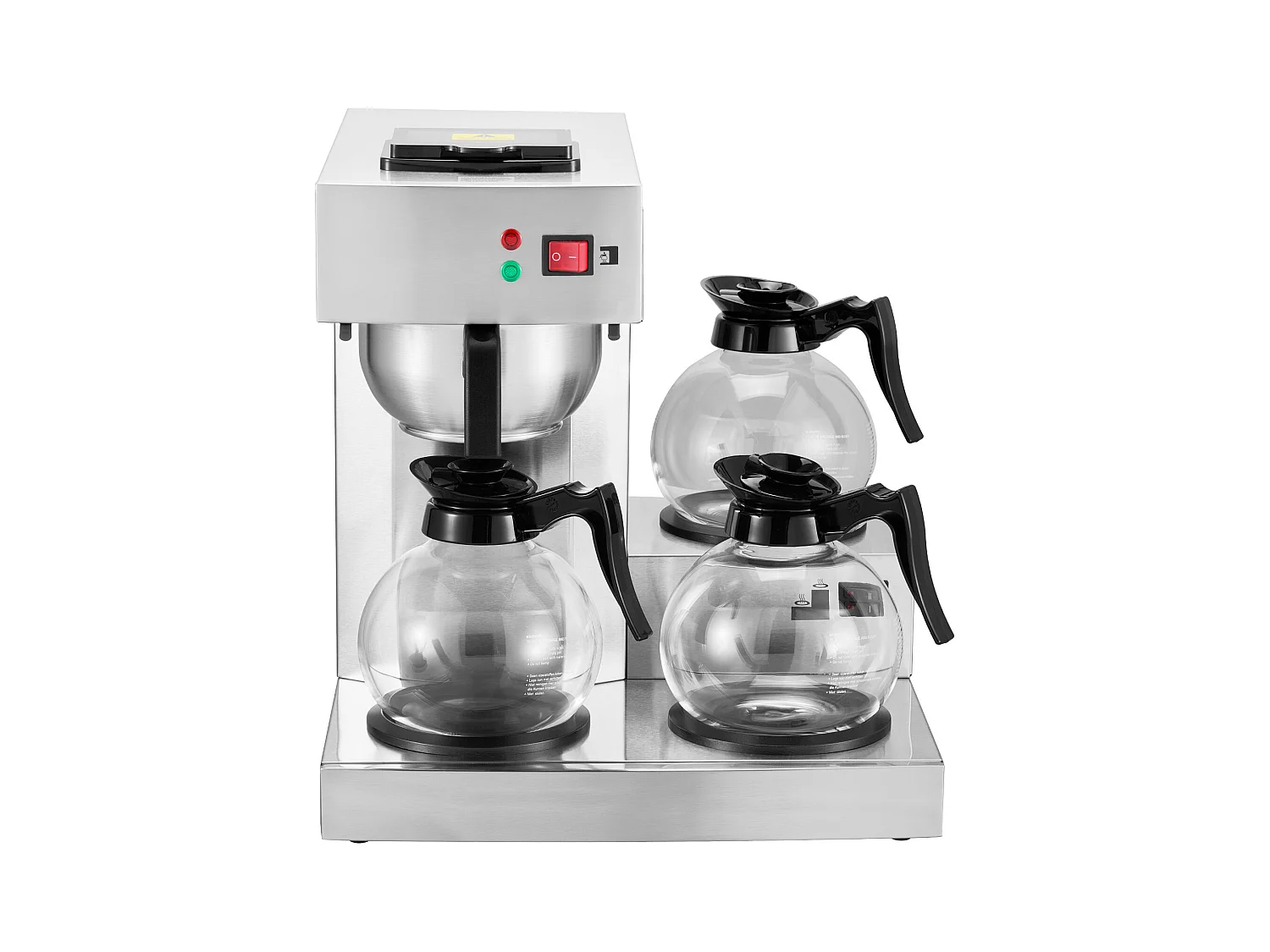 Cafetière à Filtre SucceBuy Commerciale 12 Tasses avec 3 Carafes et 3 Réchauds, Prise d'Eau Automatique pour Restaurant, Bureau, Café