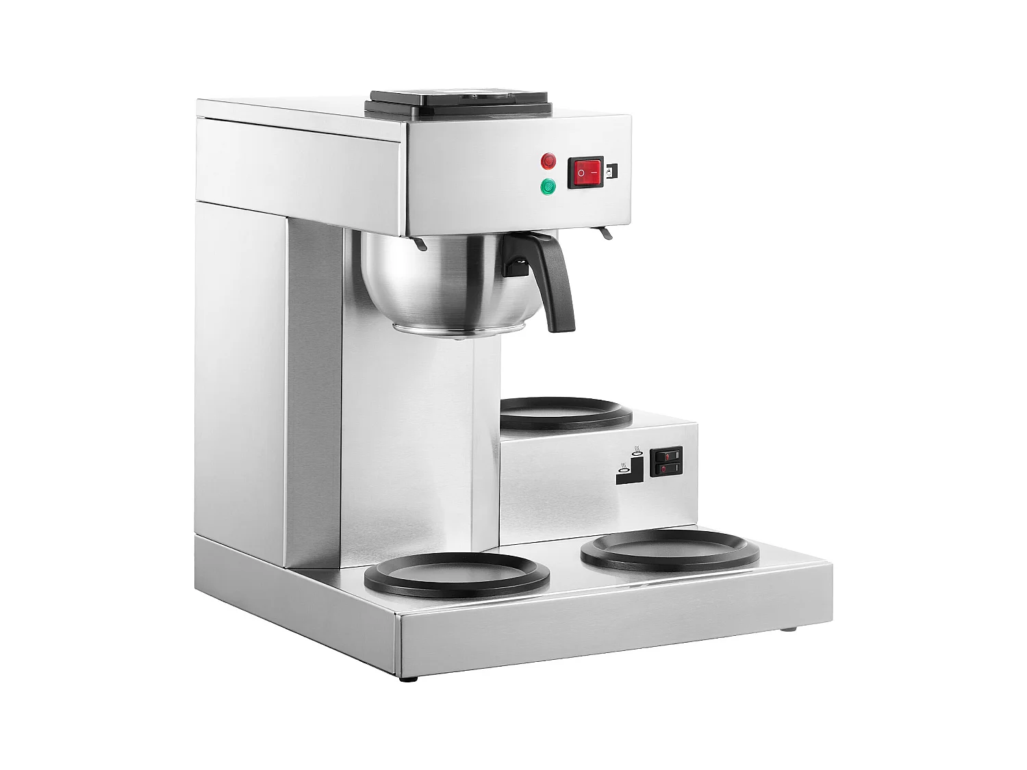 Cafetière à Filtre SucceBuy Commerciale 12 Tasses avec 3 Carafes et 3 Réchauds, Prise d'Eau Automatique pour Restaurant, Bureau, Café