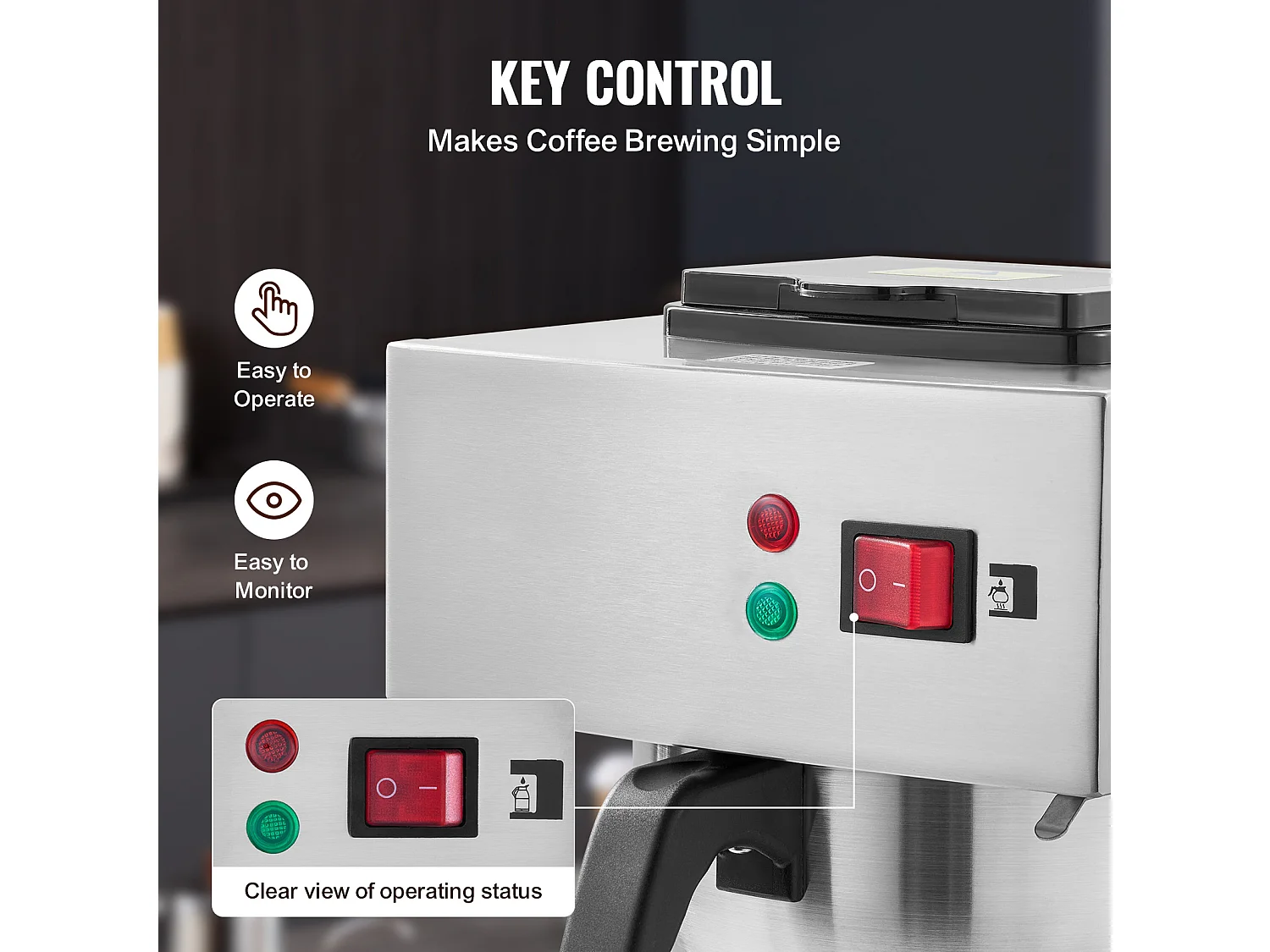 Cafetière à Filtre SucceBuy Commerciale 12 Tasses avec 3 Carafes et 3 Réchauds, Prise d'Eau Automatique pour Restaurant, Bureau, Café