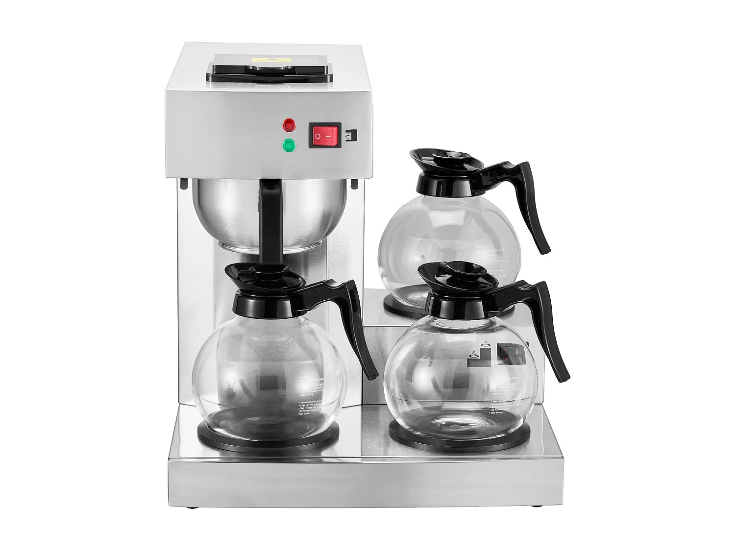 Cafetière à Filtre SucceBuy Commerciale 12 Tasses avec 3 Carafes et 3 Réchauds, Prise d'Eau Automatique pour Restaurant, Bureau, Café