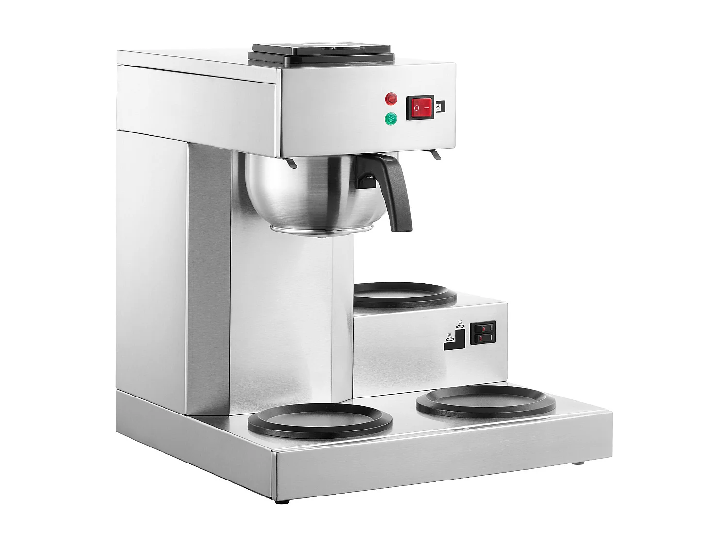 Cafetière à Filtre SucceBuy Commerciale 12 Tasses avec 3 Carafes et 3 Réchauds, Prise d'Eau Automatique pour Restaurant, Bureau, Café