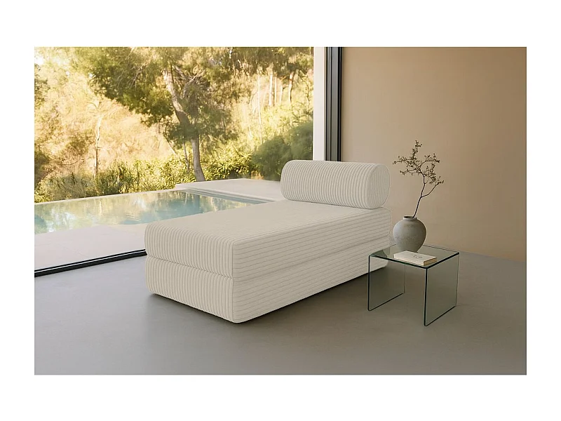 Méridienne modulable et convertible - Velours côtelé XL - Blanc