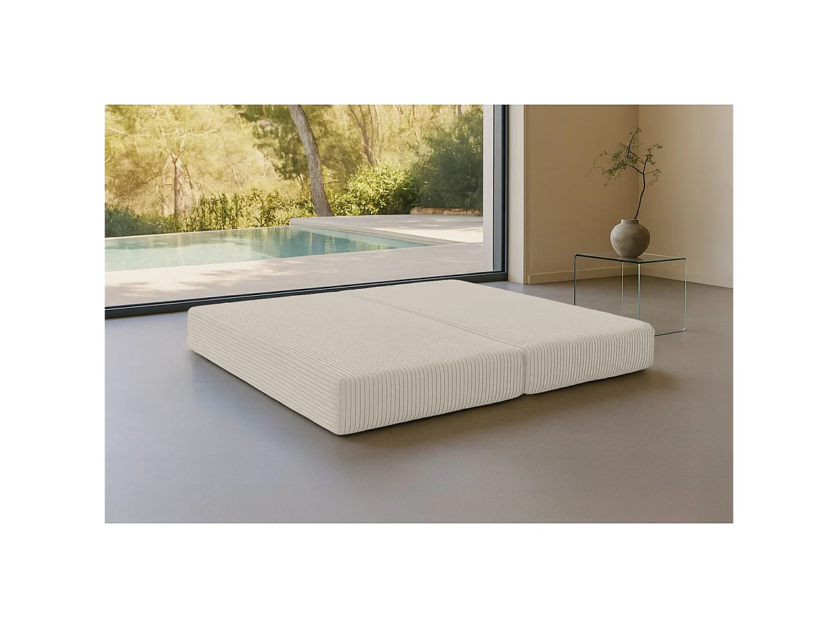 Méridienne modulable et convertible - Velours côtelé XL - Blanc