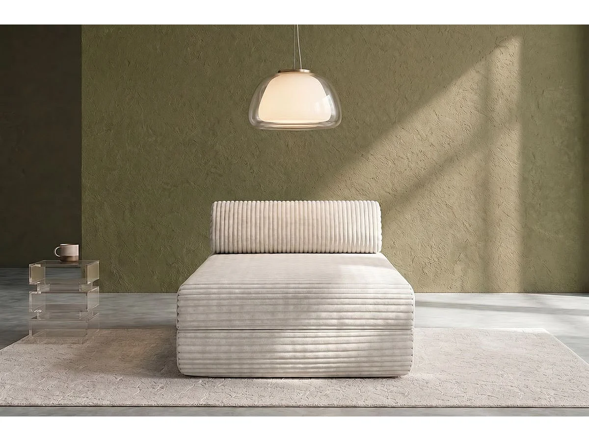 Méridienne modulable et convertible - Velours côtelé XL - Blanc