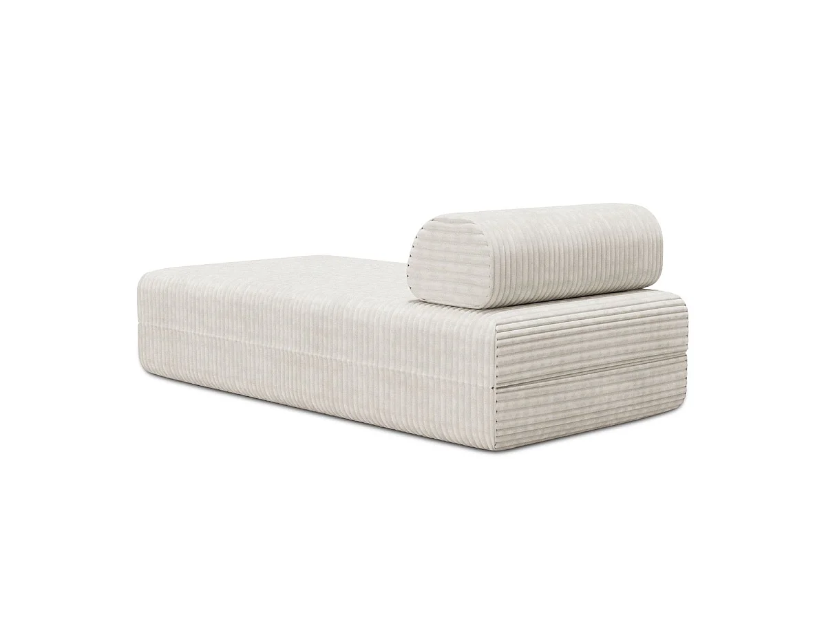 Méridienne modulable et convertible - Velours côtelé XL - Blanc