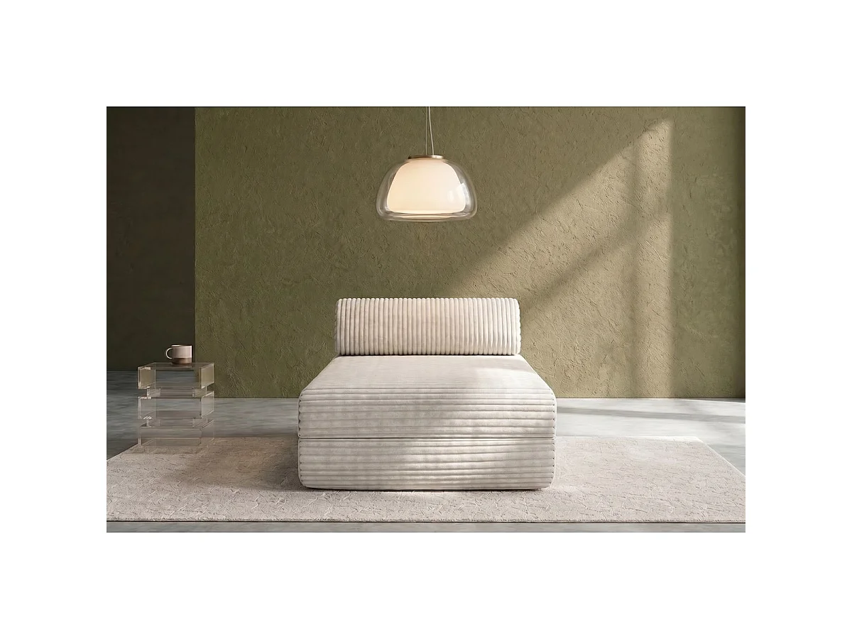 Méridienne modulable et convertible - Velours côtelé XL - Blanc