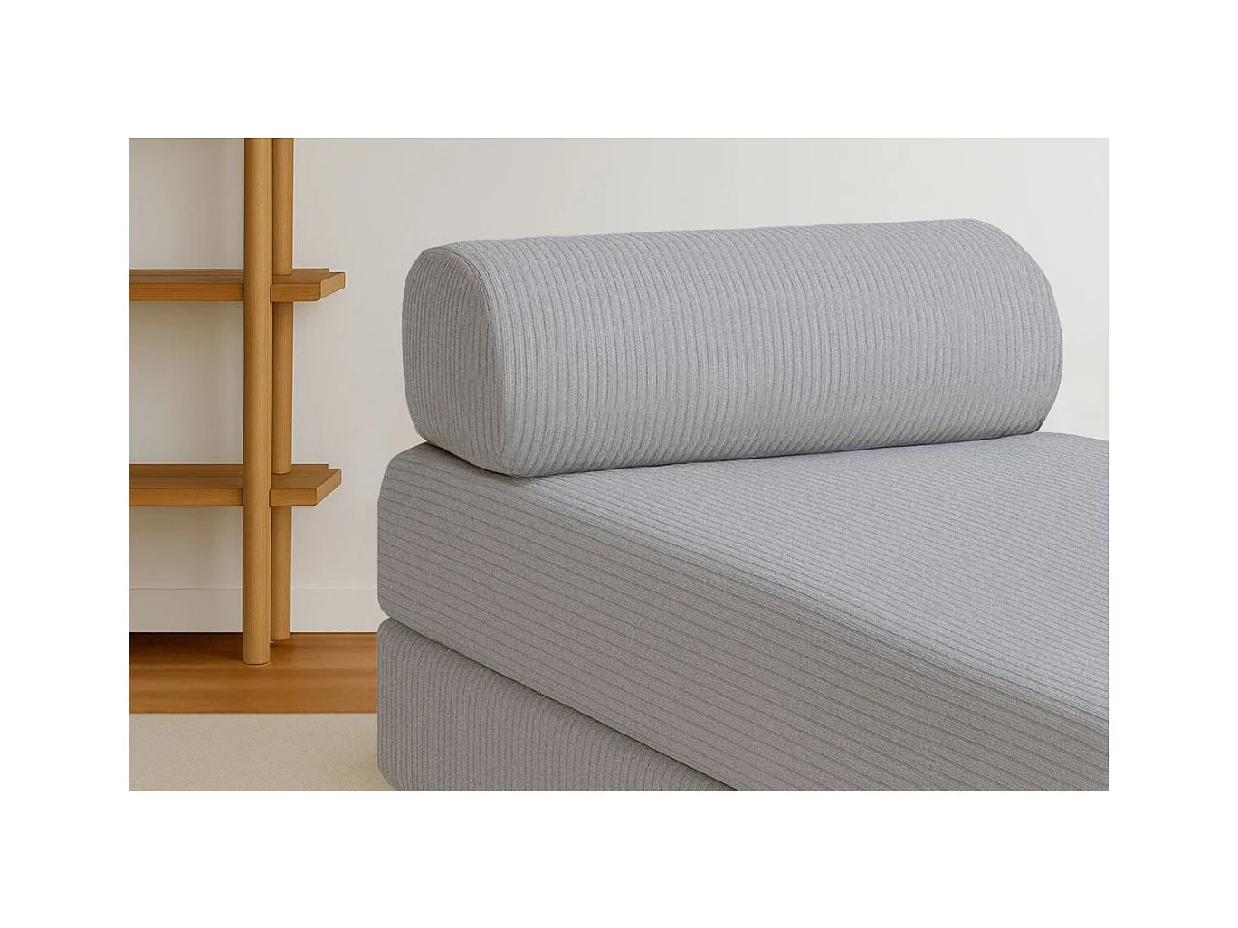 Méridienne modulable et convertible - Velours côtelé - Gris clair