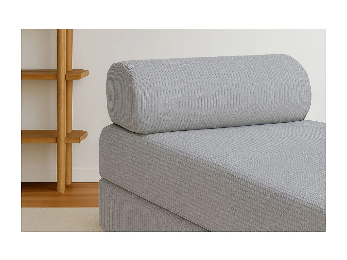 Méridienne modulable et convertible - Velours côtelé - Gris clair