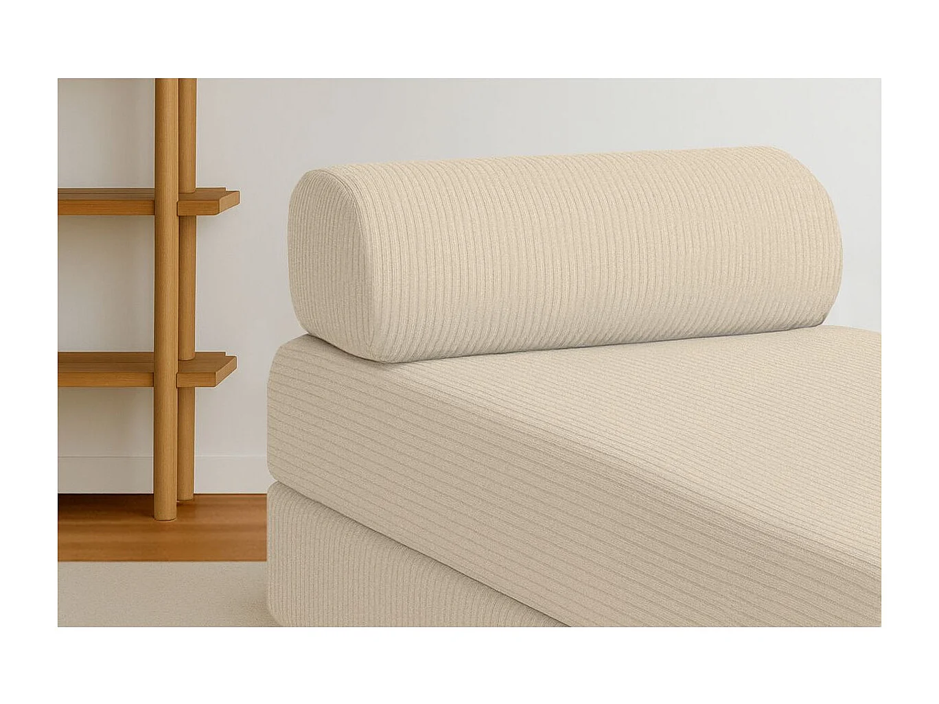 Méridienne modulable et convertible - Velours côtelé - Beige