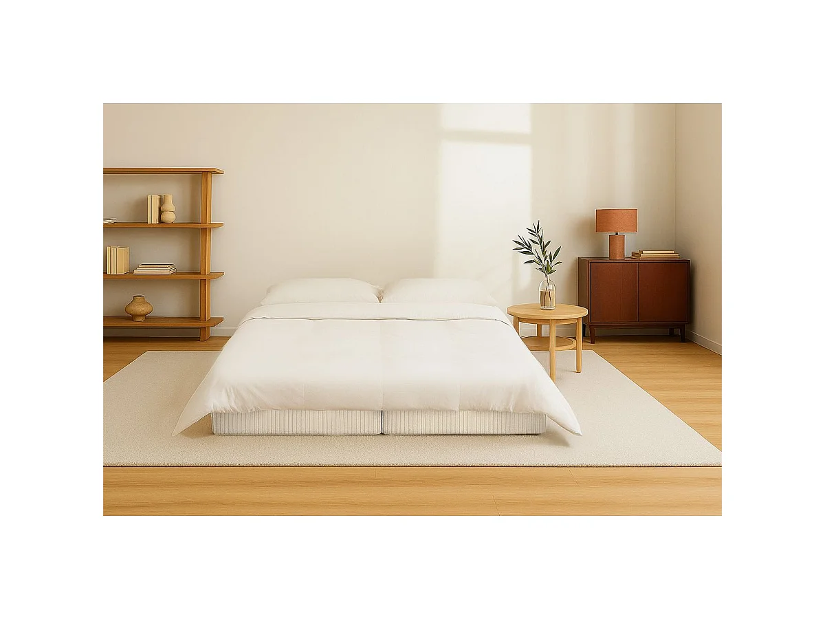 Méridienne modulable et convertible - Velours côtelé - Beige