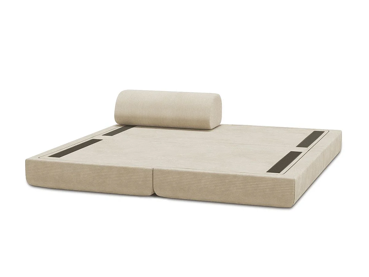 Méridienne modulable et convertible - Velours côtelé - Beige