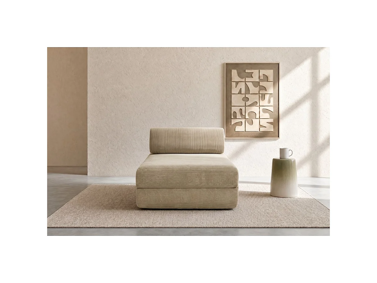 Chaise longue convertible en pana beige.