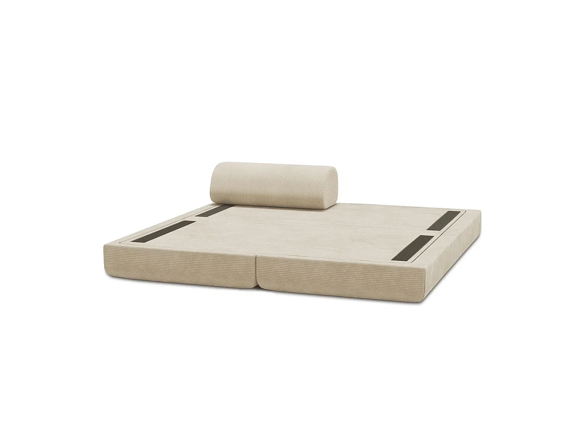 Chaise longue convertible en pana beige.