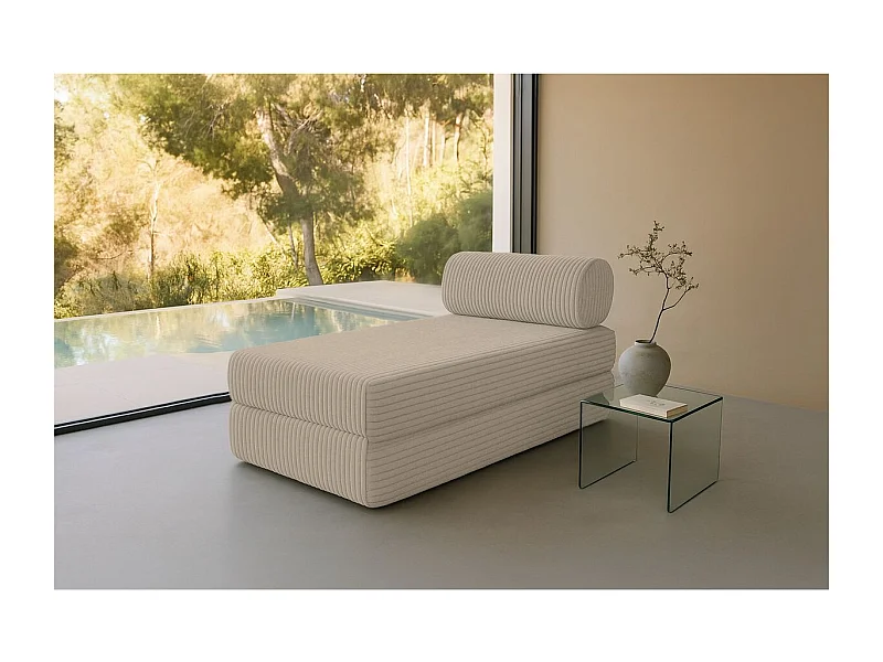 Méridienne modulable et convertible - Velours côtelé XL - Taupe
