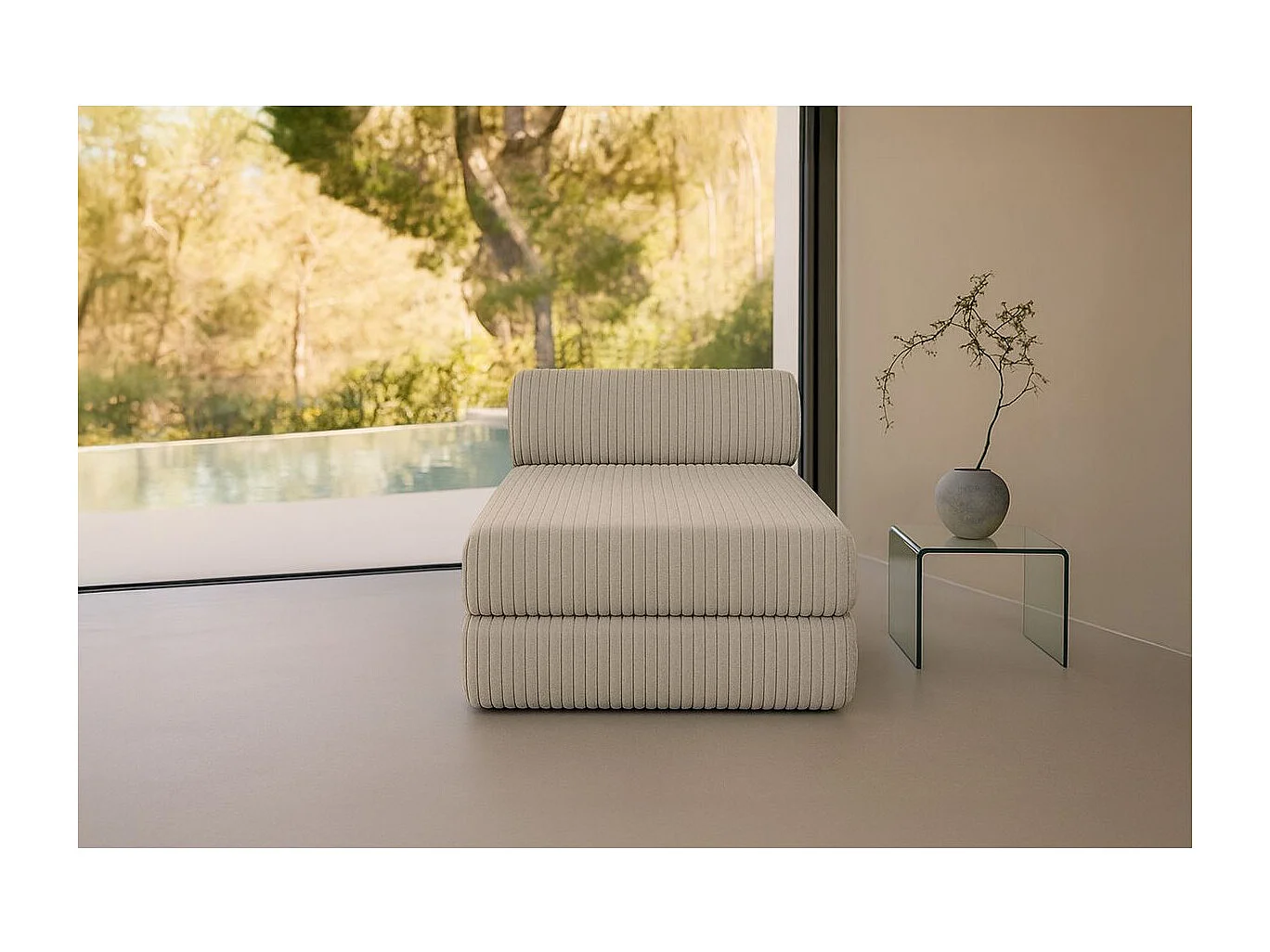 Méridienne modulable et convertible - Velours côtelé XL - Taupe