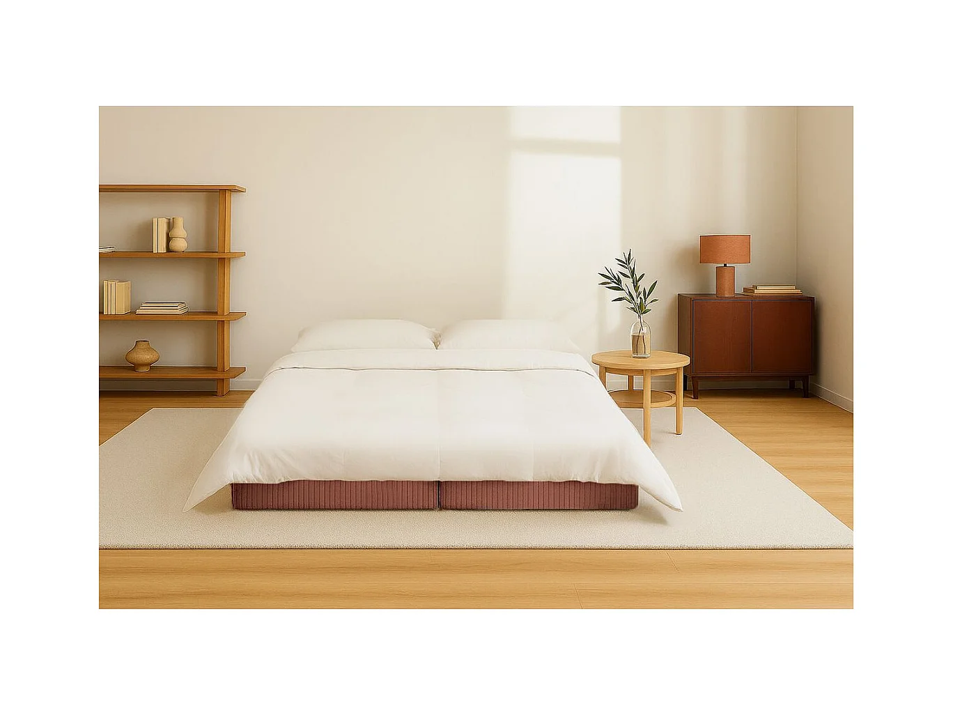 Méridienne modulable et convertible - Velours côtelé - Terracotta