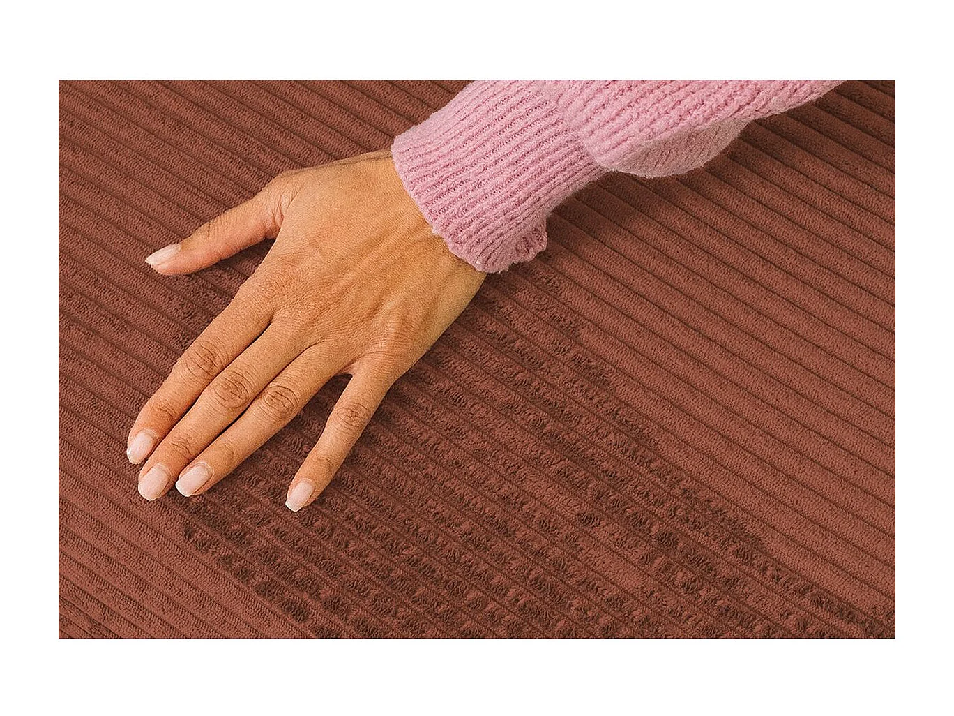 Méridienne modulable et convertible - Velours côtelé - Terracotta