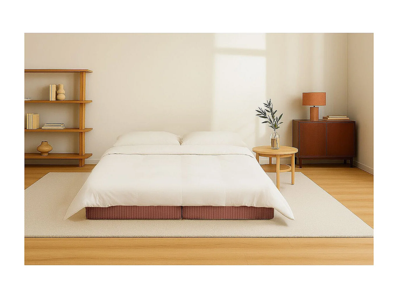 Méridienne modulable et convertible - Velours côtelé - Terracotta