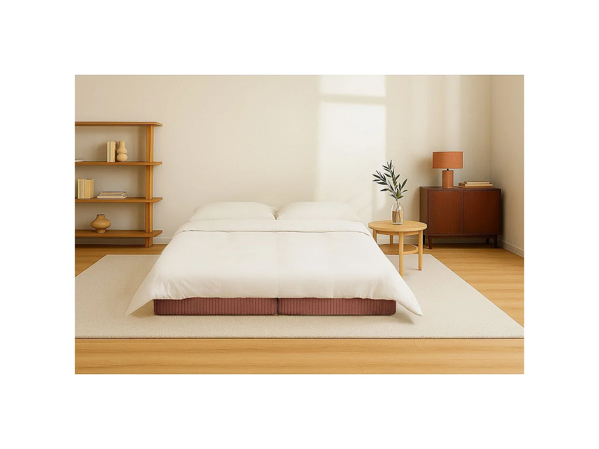Méridienne modulable et convertible - Velours côtelé - Terracotta