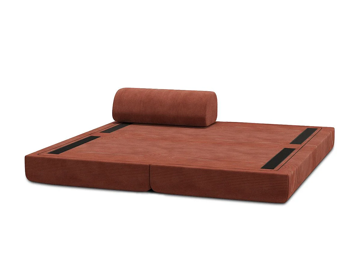 Méridienne modulable et convertible - Velours côtelé - Terracotta