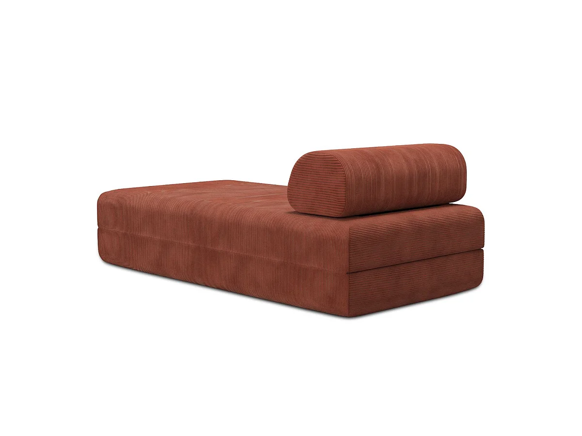 Méridienne modulable et convertible - Velours côtelé - Terracotta