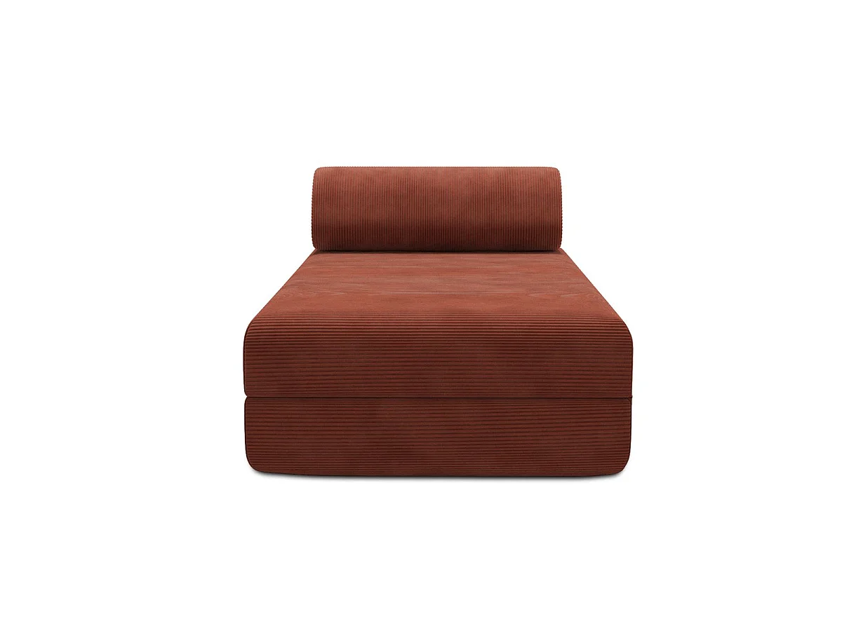 Chaise longue convertible en pana color terracota.