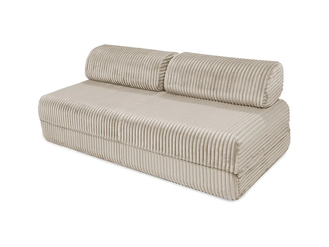 Canapé droit modulable et convertible 3 places - Velours côtelé XL - Beige