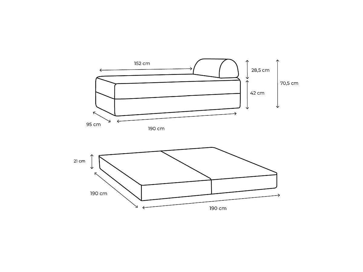 Méridienne de jardin modulable et convertible - Tissu imperméable - Gris